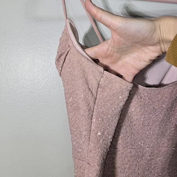 Windsor Dusty Rose Sparkle High-Slit Maxi Skirt - Picture 7 of 9